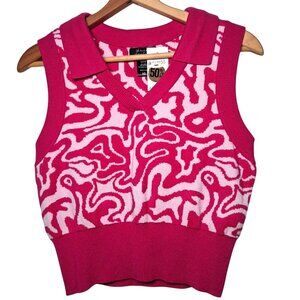 Vintage Y2K Hot Topic Sweet Society Sweater Vest Large Pink Crop Artsy